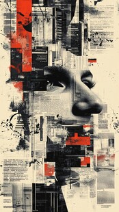 抽象拼贴人像艺术画作