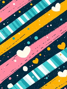 多彩条纹爱心图案背景