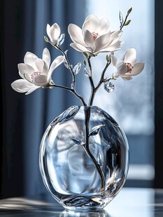 透明花瓶中的优雅玉兰花