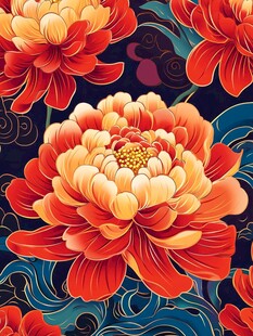 中式繁花 国潮牡丹纹样