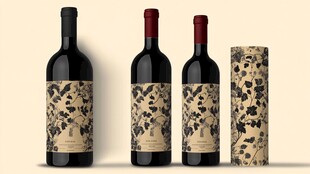 复古花纹红酒瓶及包装展示