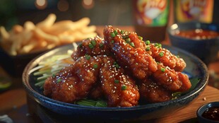 香酥炸鸡块诱人美食登场