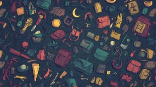 户外装备图案 多彩露营元素