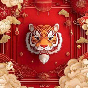 虎年新春喜庆装饰插画