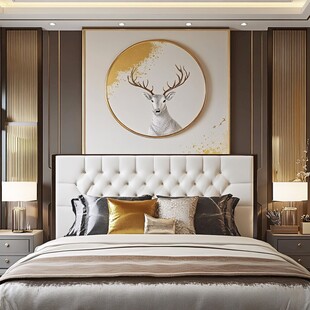 现代轻奢风卧室床头美景