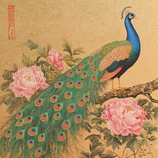 孔雀牡丹图 华丽祥瑞之景