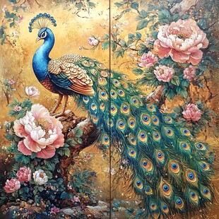 孔雀牡丹图 华美祥瑞之景