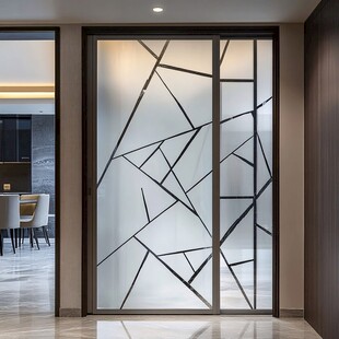 现代简约几何图案玻璃移门