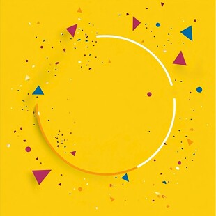 黄色背景圆环彩色元素装饰