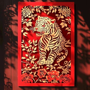 金虎贺岁剪纸艺术作品