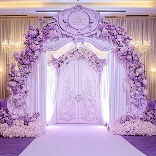 梦幻紫色系婚礼拱门装饰