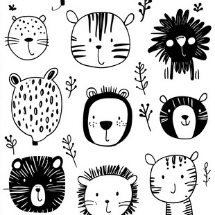 可爱动物头像手绘插画集