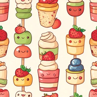 可爱卡通风甜点图案