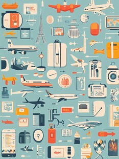 旅行元素大集合插画