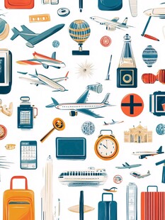 旅行元素大集合插画