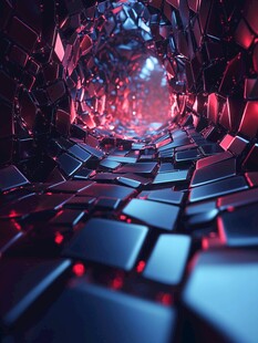 科幻破碎隧道光影场景