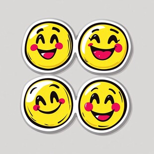 可爱笑脸表情贴纸