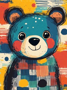 可爱卡通小熊多彩插画