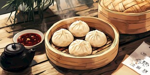 竹笼里的美味包子