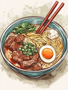 美味牛肉拉面插画