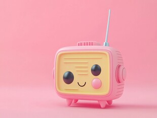可爱粉色卡通复古小电视机
