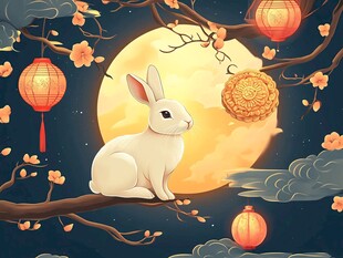 玉兔望月贺中秋