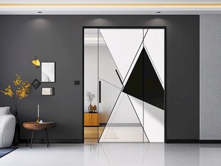现代简约几何图案玻璃移门