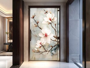 玉兰花玄关背景墙装饰画