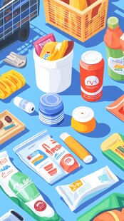 缤纷超市食品及用品插画