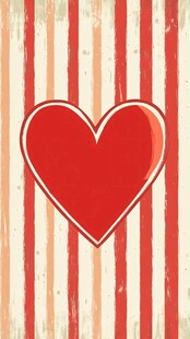 爱心于复古条纹背景中