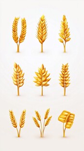 金色麦穗图标集合