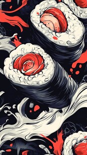 日式寿司艺术插画图案
