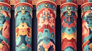 精美传统花纹装饰柱