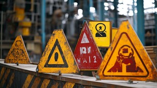 工厂中的多样安全警示标志