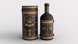 奢华黑金酒瓶与配套酒罐