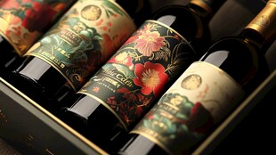 精美花纹包装的特色葡萄酒