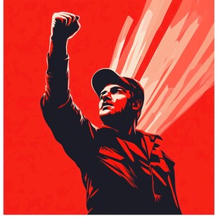 高举拳头的奋进者