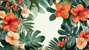 热带花卉绿植装饰边框