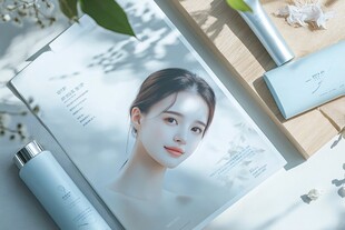 护肤产品与美女海报展示