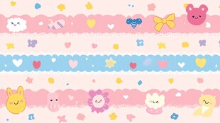 可爱卡通动物条纹图案背景