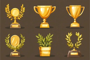 精美奖杯与荣誉装饰集合