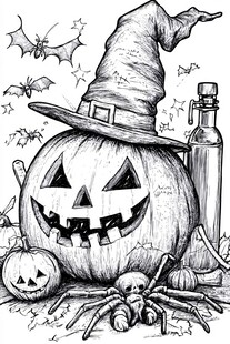 万圣节南瓜女巫装饰插画