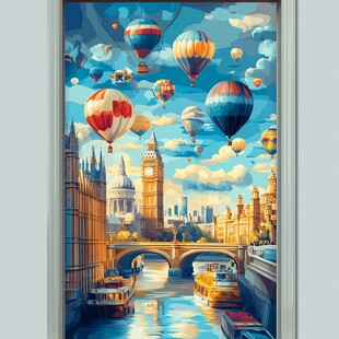 伦敦上空的热气球奇幻景象