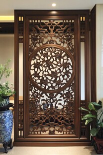 中式雕花实木屏风隔断