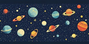 梦幻宇宙行星插画