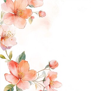 水彩粉花边框设计图