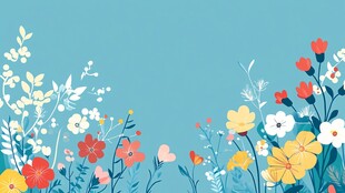 清新花卉边框插画背景