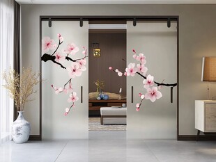 中式桃花图案移门设计