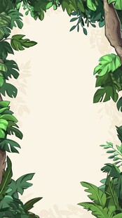 卡通风丛林植物边框背景