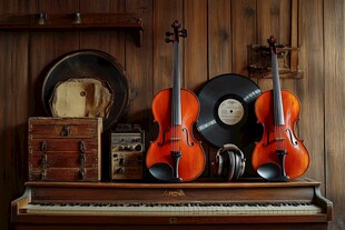 复古乐器与唱片的静谧角落
